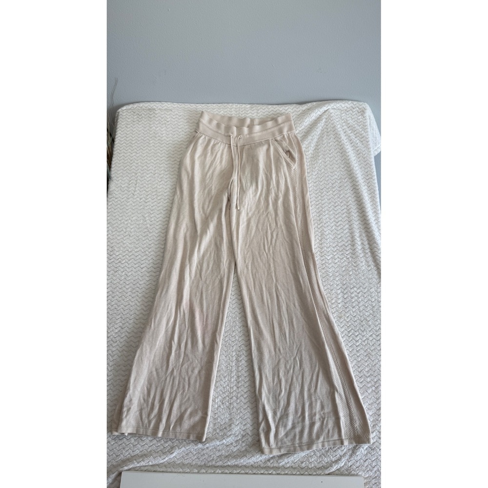 Lululemon Cashmere Blend Wide Leg Knit Lounge Pants Beige Size 8